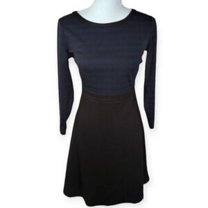 LOFT NAVY & BLACK STRIPE DRESS SZ.6P EUC.